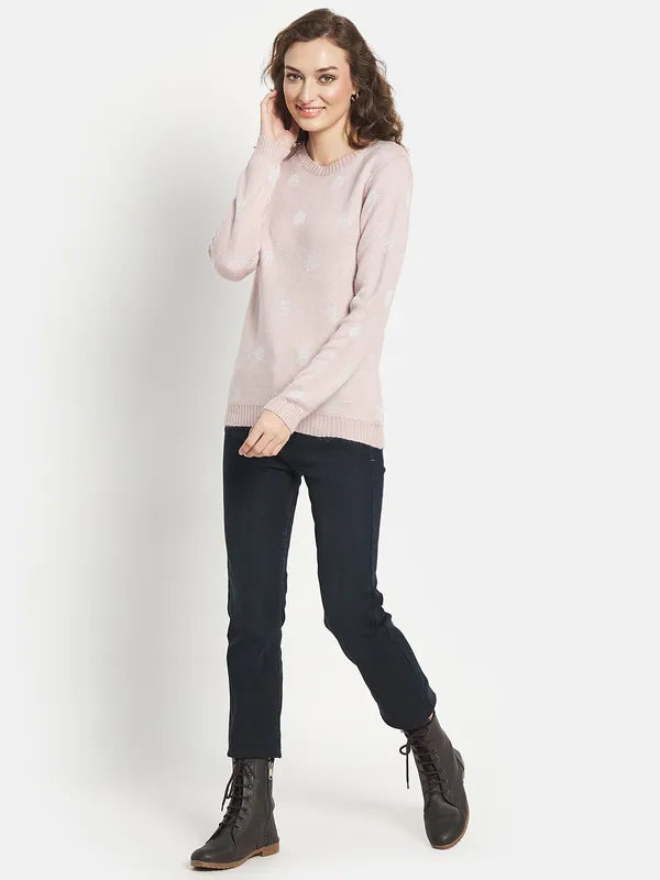 Women Full Sleeve Ribber Hem Pullover Sweater