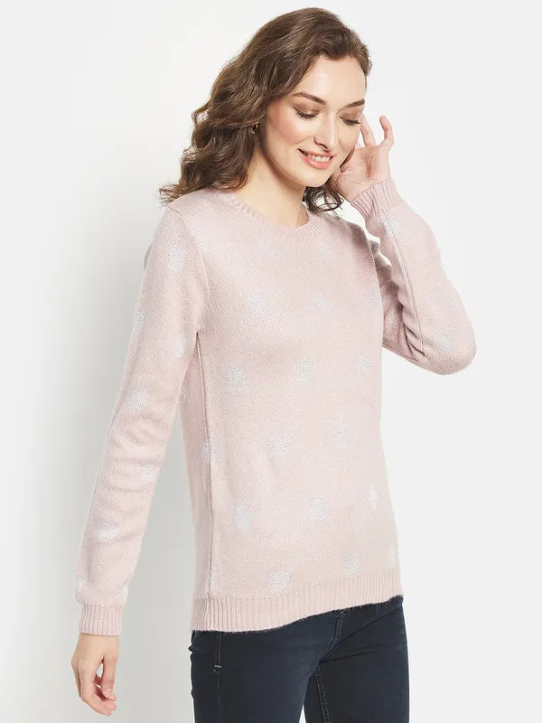 Women Full Sleeve Ribber Hem Pullover Sweater