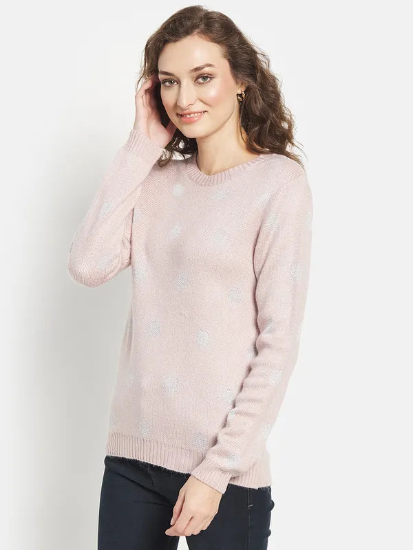 Women Full Sleeve Ribber Hem Pullover Sweater