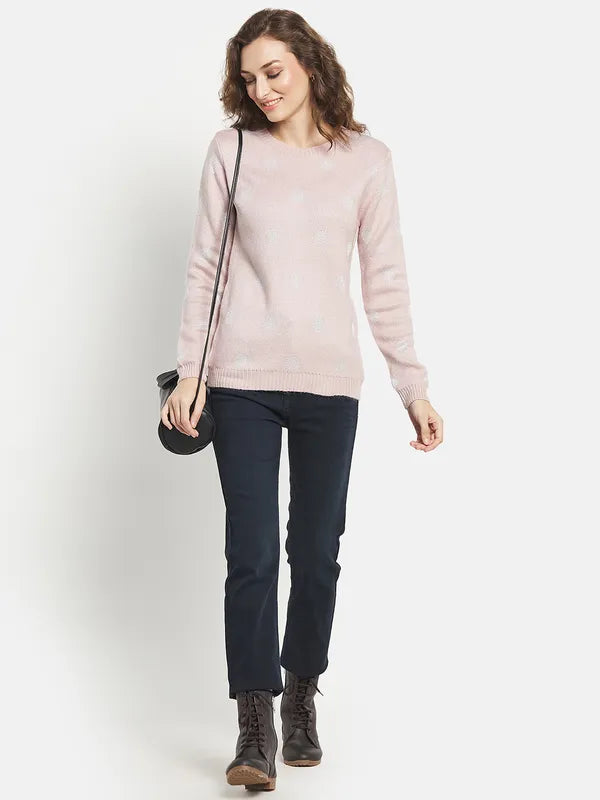 Women Full Sleeve Ribber Hem Pullover Sweater