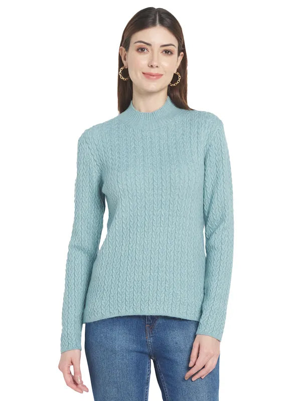 Mettle Women Blue Cable Knit Pullover