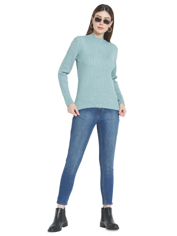 Mettle Women Blue Cable Knit Pullover