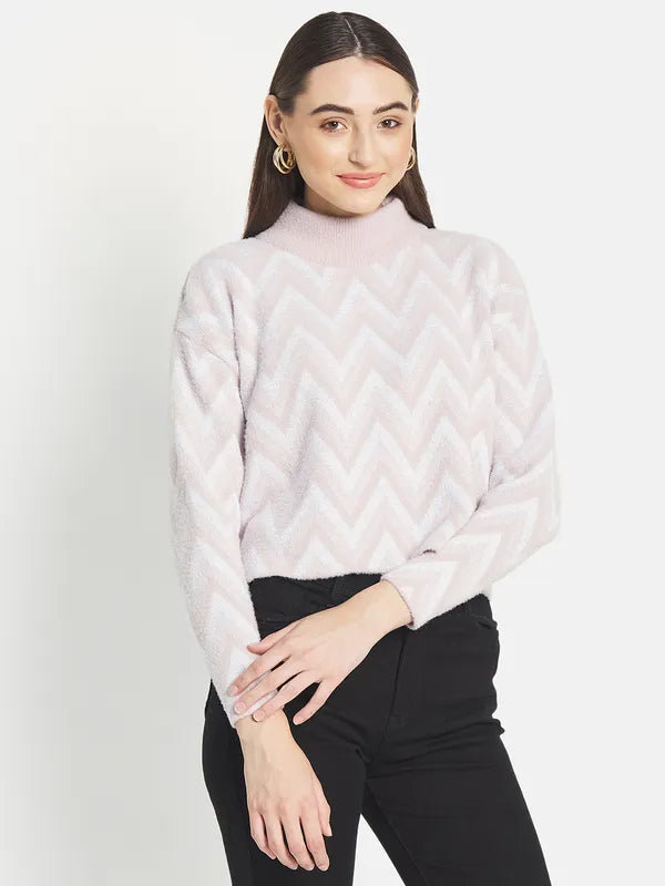 Mettle Women Purple White Printed Pullover