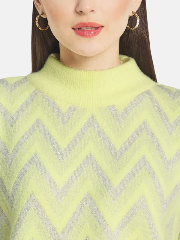 Mettle Women Yellow Grey Printed Pullover