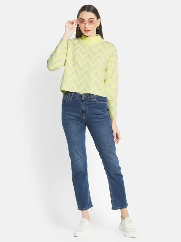 Mettle Women Yellow Grey Printed Pullover