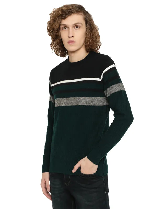 Mettle Men Green Grey Striped Striped Pullover