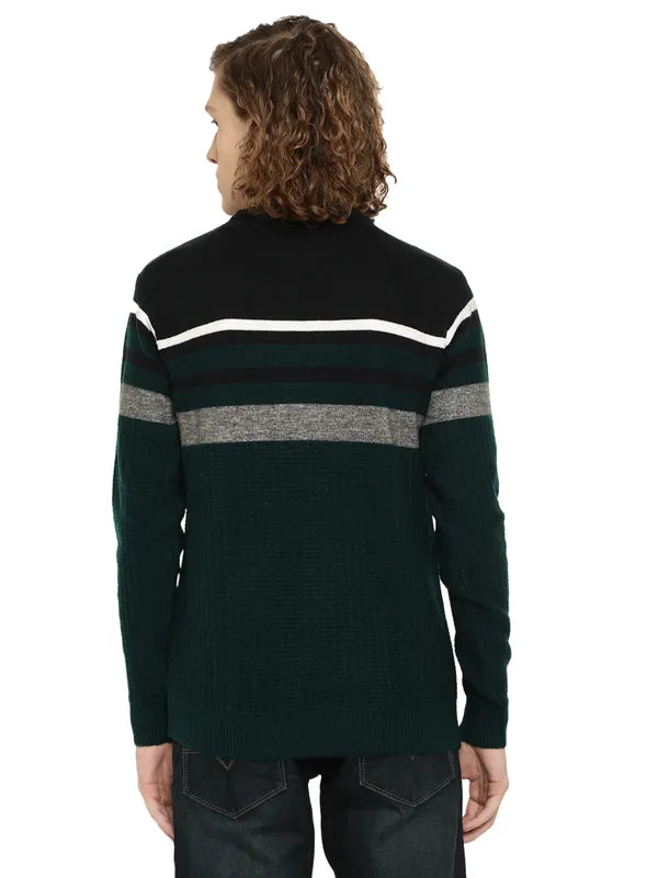 Mettle Men Green Grey Striped Striped Pullover