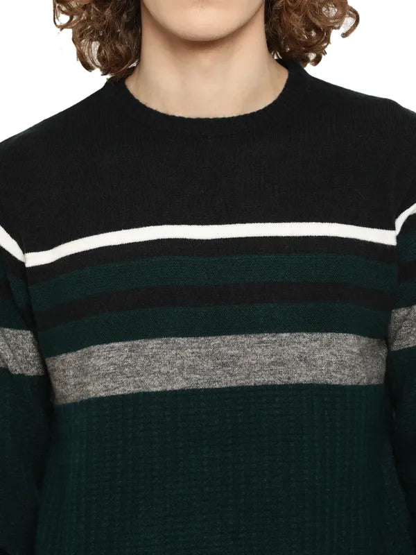 Mettle Men Green Grey Striped Striped Pullover