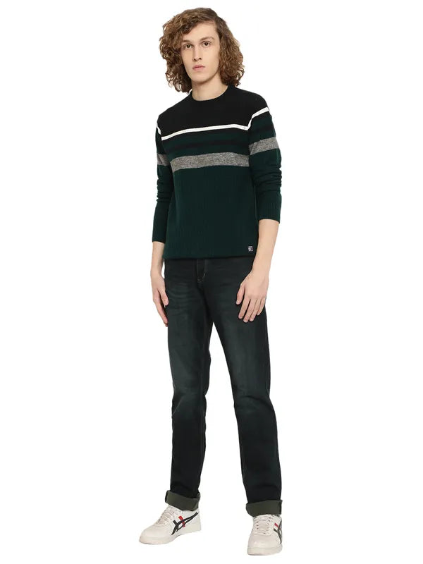 Mettle Men Green Grey Striped Striped Pullover