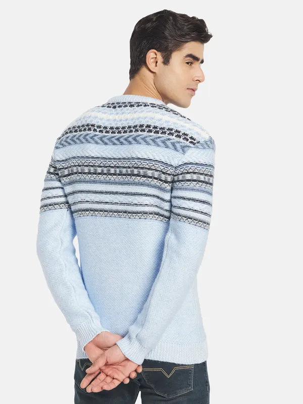 Mettle Men Blue Black Geometric Pullover