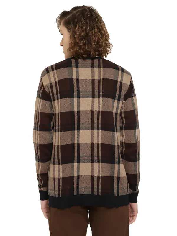 Mettle Men Brown Black Checked Checked Pullover