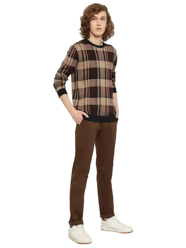 Mettle Men Brown Black Checked Checked Pullover