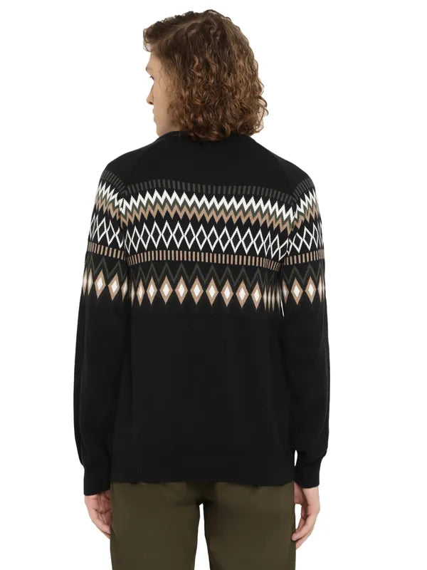 Mettle Men Navy Blue White Printed Pullover