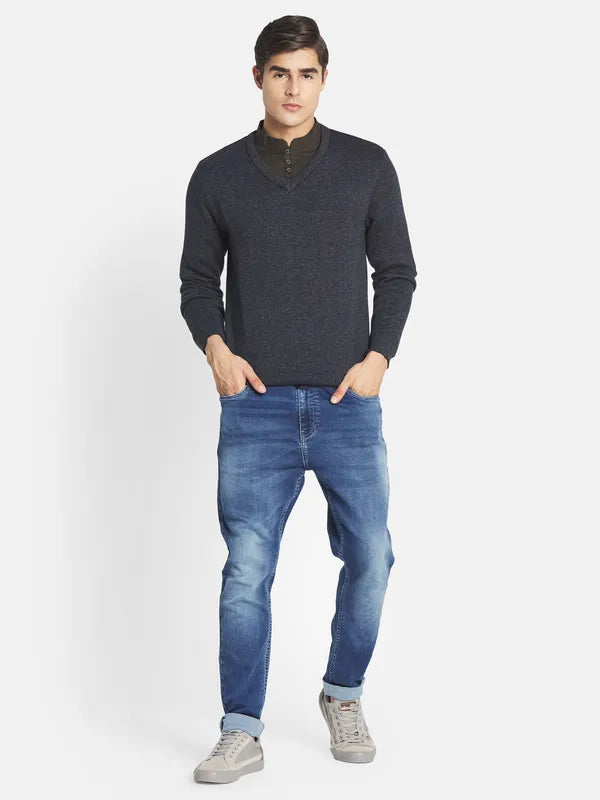 Mettle Men Grey V Neck Pullover