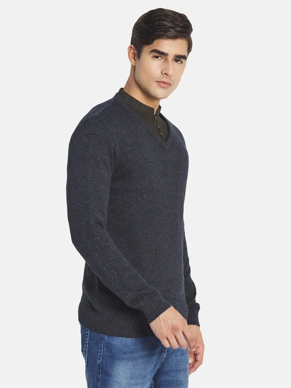 Mettle Men Grey V Neck Pullover