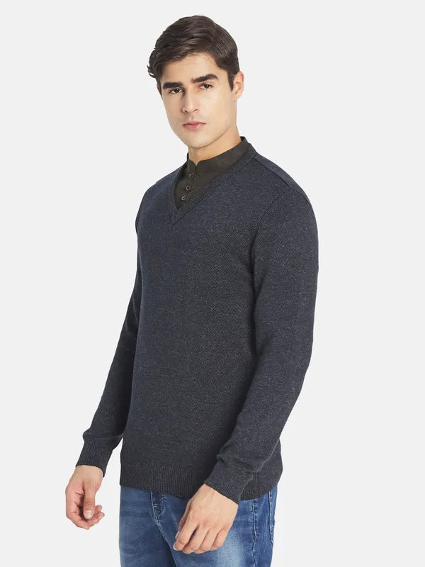 Mettle Men Grey V Neck Pullover