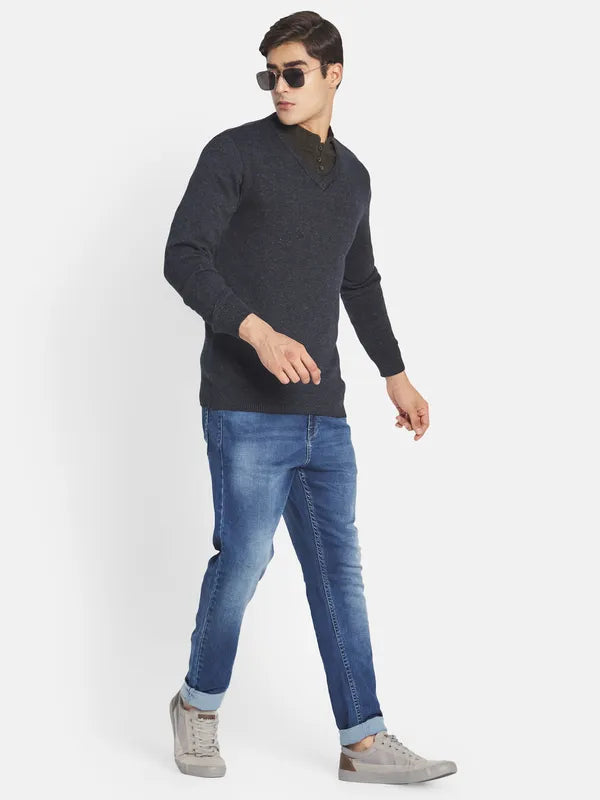 Mettle Men Grey V Neck Pullover