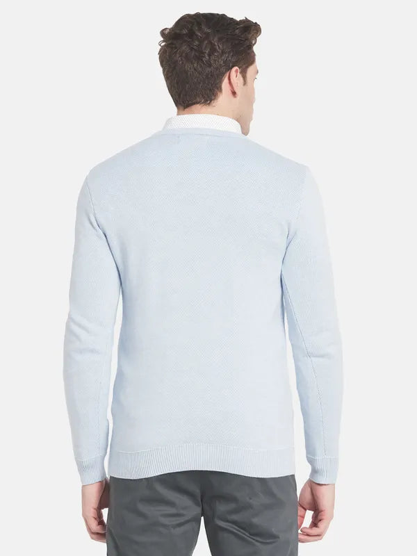 Men Blue Solid Pullover