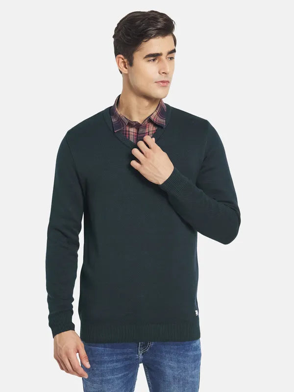 Mettle Men Green Solid Pullover