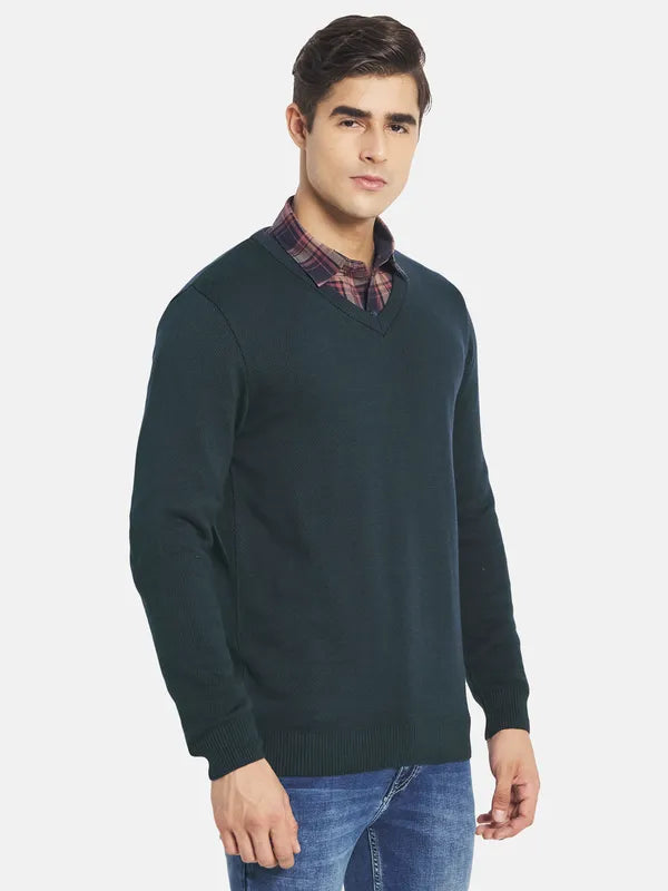 Mettle Men Green Solid Pullover