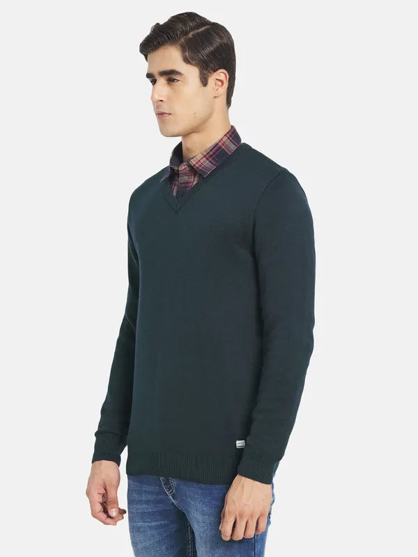 Mettle Men Green Solid Pullover