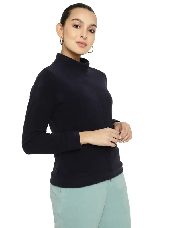 Mettle Women Navy Blue Sweatshirt