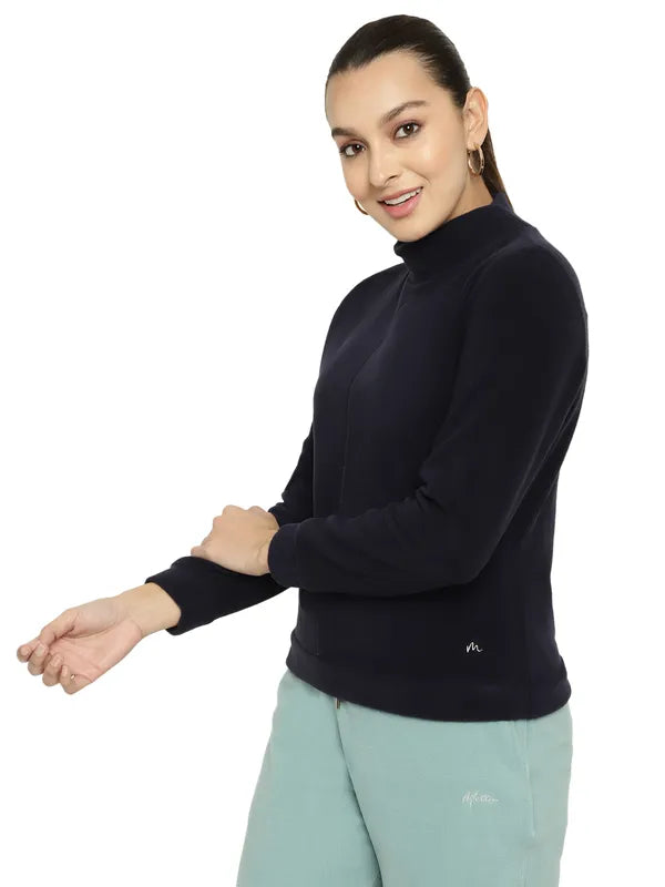 Mettle Women Navy Blue Sweatshirt