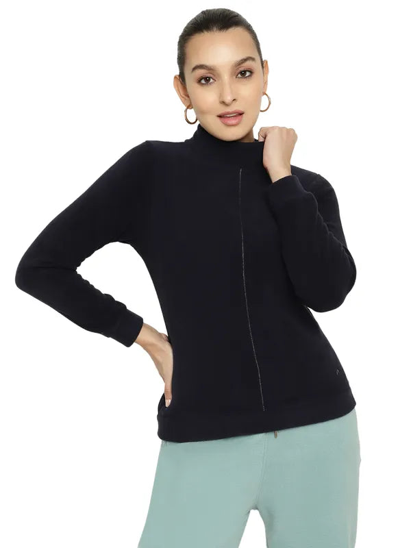 Mettle Women Navy Blue Sweatshirt