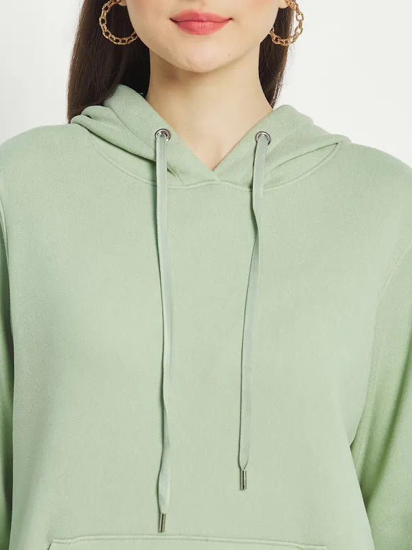 Mettle Women Olive Green Hooded Sweatshirt