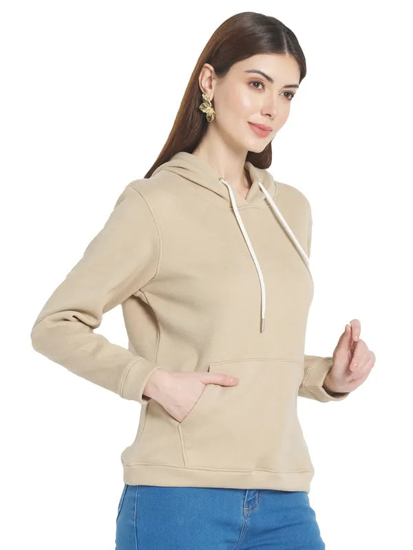 Mettle Women Cream-Coloured Hooded Sweatshirt