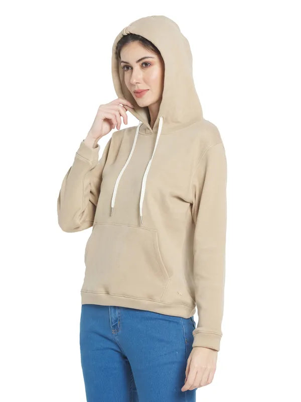 Mettle Women Cream-Coloured Hooded Sweatshirt