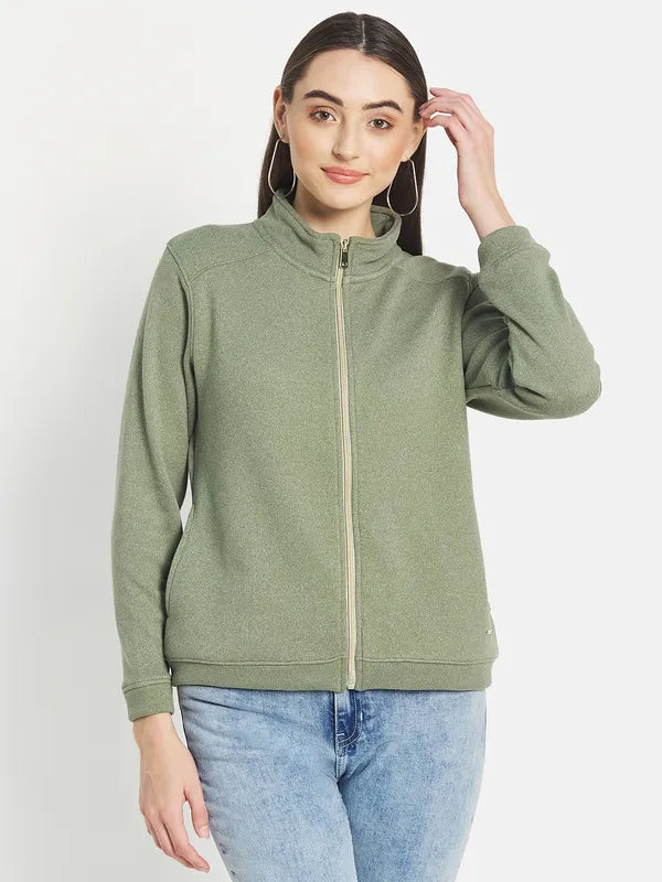 Mettle Women Olive Green Sweatshirt