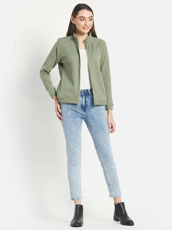 Mettle Women Olive Green Sweatshirt