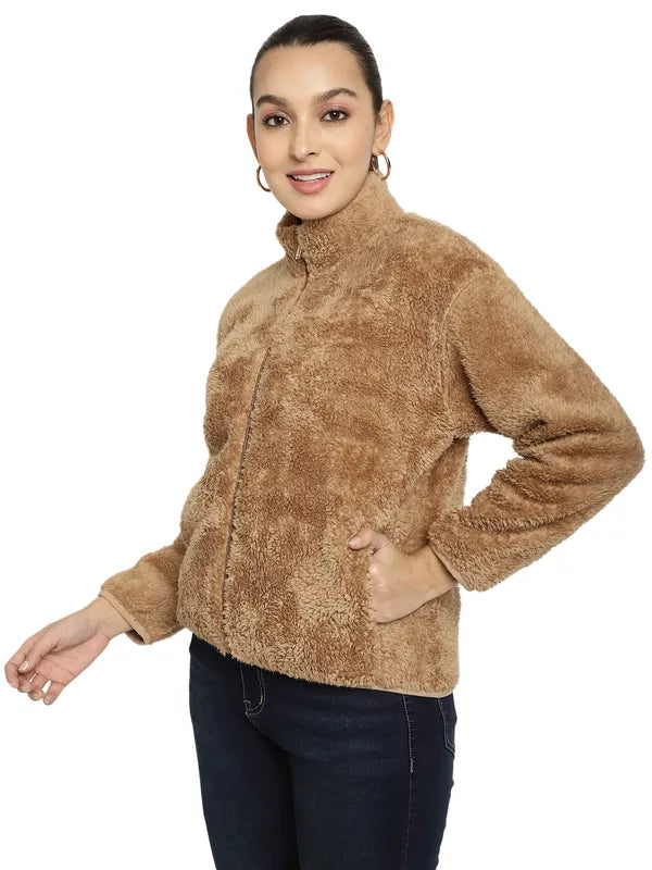 Mettle Women Brown Printed Sweatshirt