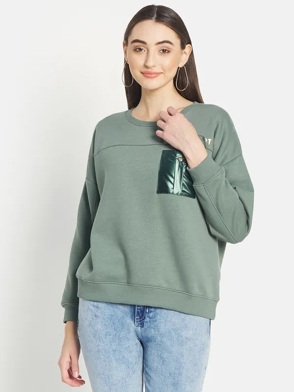 Mettle Women Olive Green Sweatshirt