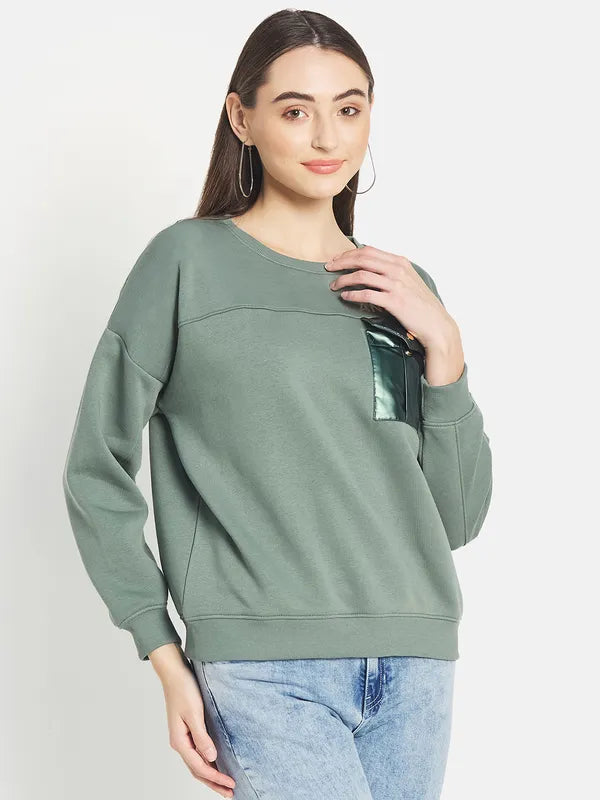 Mettle Women Olive Green Sweatshirt