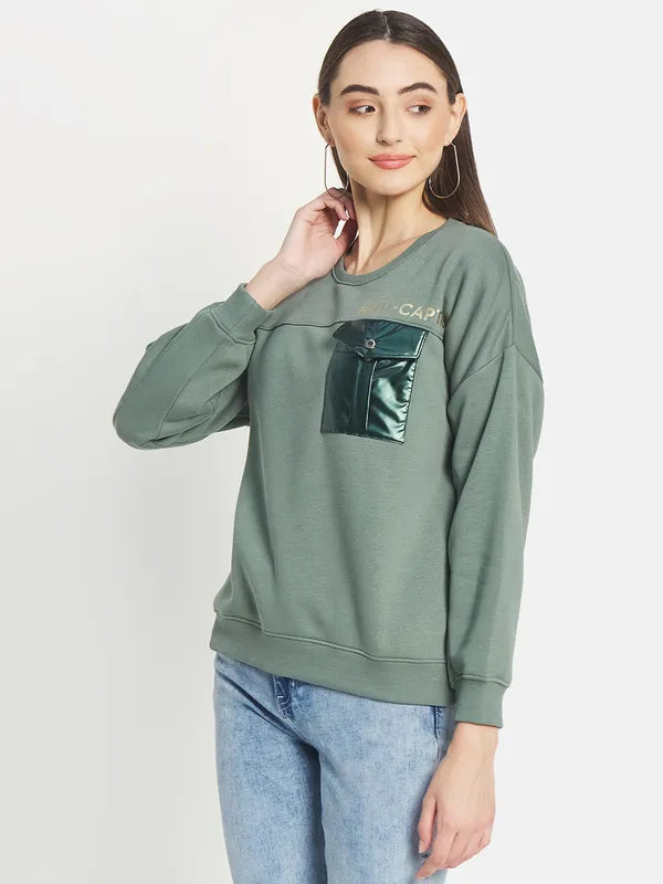 Mettle Women Olive Green Sweatshirt