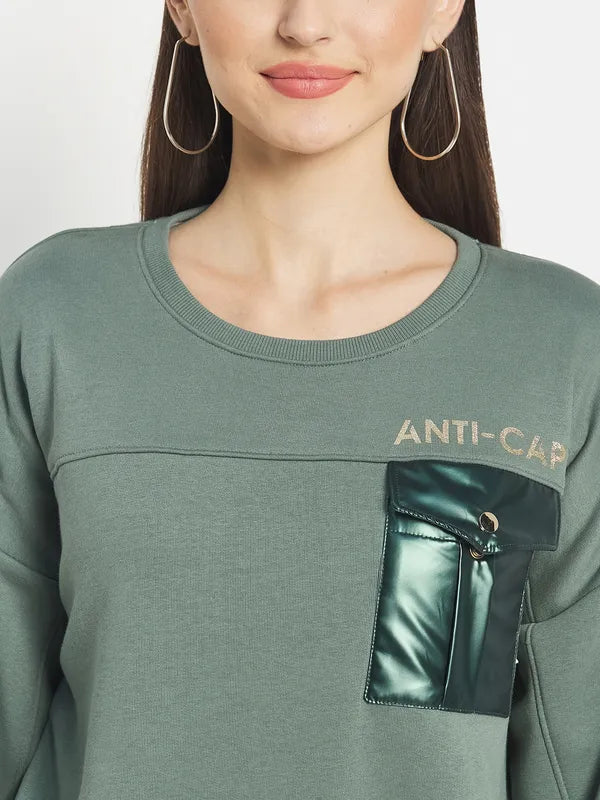 Mettle Women Olive Green Sweatshirt