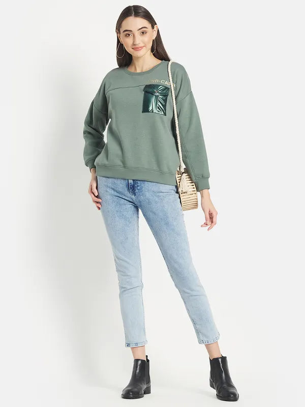 Mettle Women Olive Green Sweatshirt