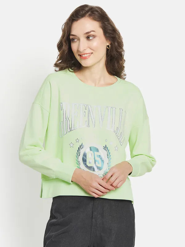 Women Printed Round Neck Sweatshirt