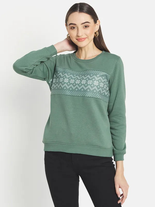 Mettle Women Olive Green Sweatshirt