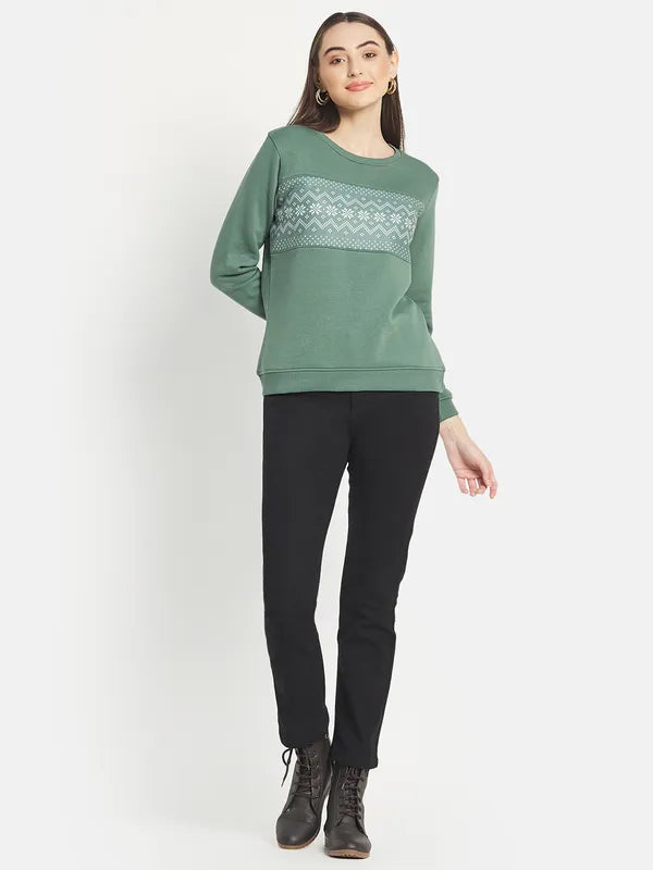 Mettle Women Olive Green Sweatshirt