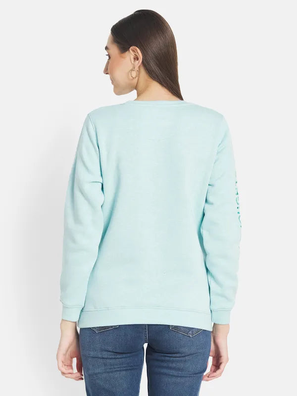 Mettle Women Blue Printed Sweatshirt