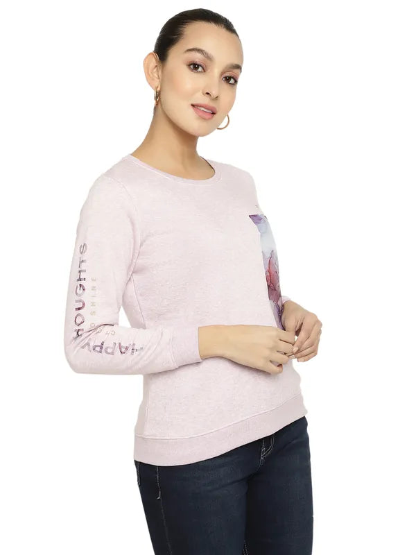 Mettle Women Purple Printed Sweatshirt