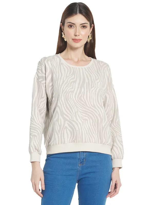 Mettle Women Cream-Coloured Sweatshirt