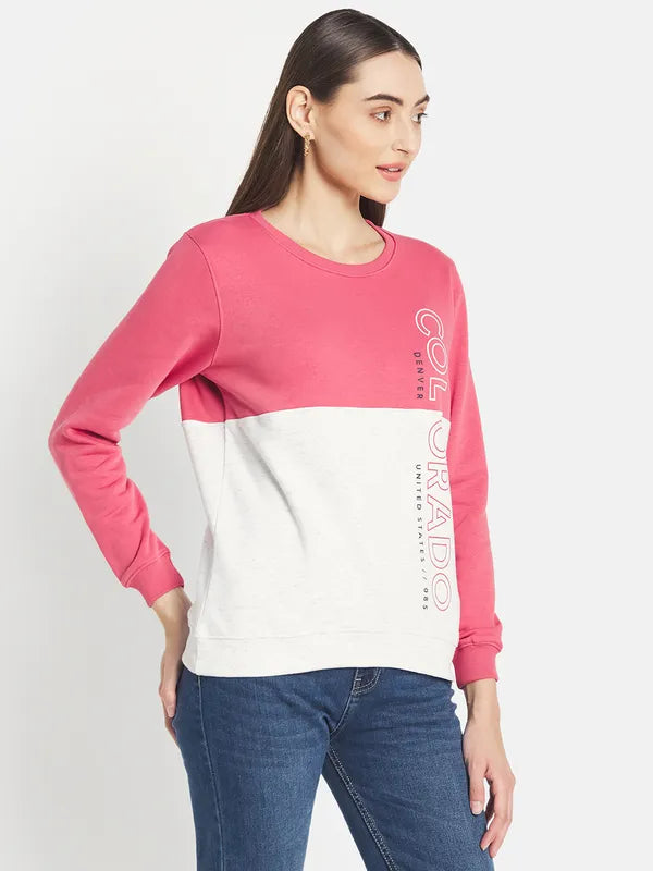 Mettle Women Pink Colourblocked Sweatshirt