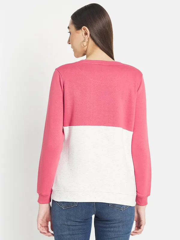 Mettle Women Pink Colourblocked Sweatshirt