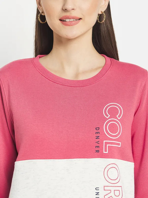 Mettle Women Pink Colourblocked Sweatshirt