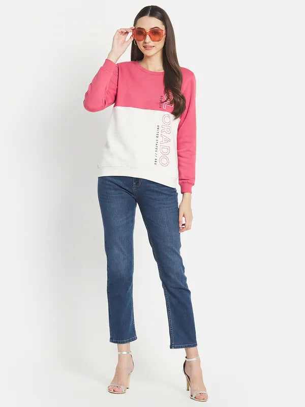 Mettle Women Pink Colourblocked Sweatshirt