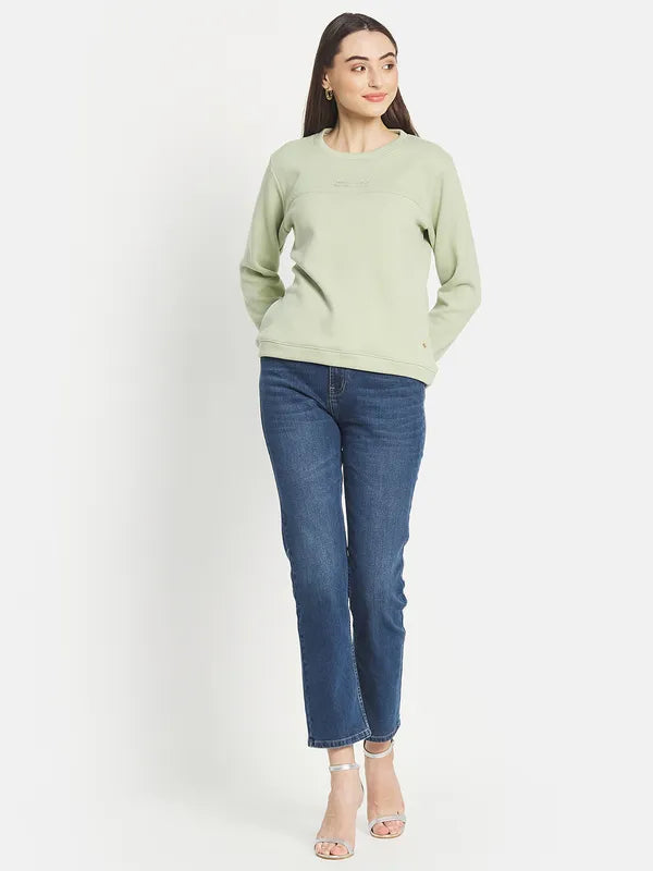 Mettle Women Olive Green Sweatshirt